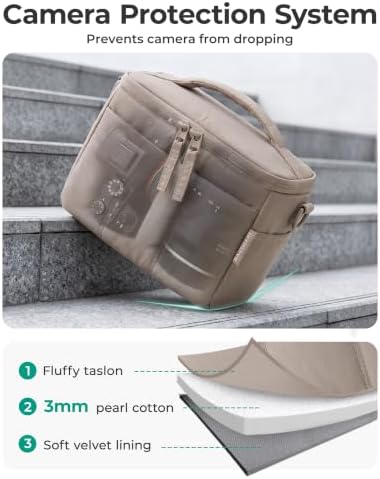 BAGSMART 2 in 1 Quilted Camera Sling Bag for Mirrorless, Charcoal Grey - Image 4