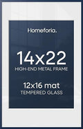 Homeforia 14x22 Blue Picture Frame, High-End Metal, 12x16 Mat, Glass by Homeforia