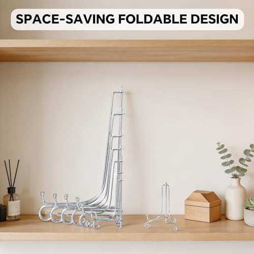 Artliving Plate Stands for Display, 6 Inch Decorative Plate Holder, Metal Picture Stand for Table, Small Easels for Display Card, Photo, and PSA Slab - Ideal for Party and Wedding (Silver, 4 Pack) - Image 6