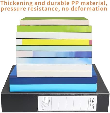HUA JIE 2 Pack A4 Storage File Boxes Archives Case,65mm Spine-Black - Image 7