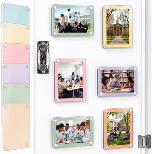 AceOrbit 12 Pack Pastel Magnetic Picture Frames Acrylic Fridge Magnetic Frame Back to School Locker Decor 2.9x4.1in Double Sided for Refrigerator Dorm Office Bulletin Board Instant Photos by Unknown
