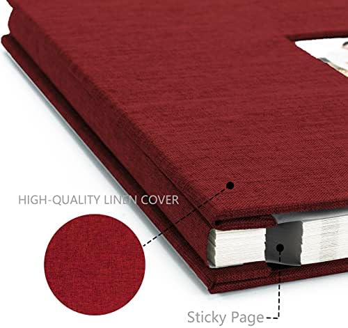 Photo Album Self Adhesive Pages Scrapbook, 11x10.6 Red 60 Pages - Image 3