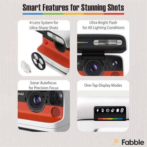 Polaroid Flip Instant Camera White Bundle with Color i-Type Film (8 Photos), Hard Protective Case, 6ft USB Type-C Cable, and Grey Microfiber Cleaning Cloth - Image 3
