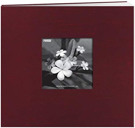Pioneer 8 Inch by 8 Inch Postbound Silk Fabric Frame Cover Memory Book, Cranberry by PioneerPhotoAlbums
