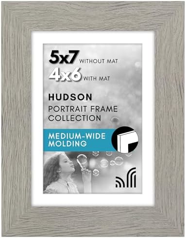 Americanflat 5x7 Picture Frame - Matted to 4x6 - Grey Wood by Americanflat
