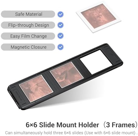 JJC Slide Mount Holder for 6x6 Medium Format Film Compatible with Film Scanners Copying Equipment, Holds 3 Negative Frames On Digitizing Adapter Set - Image 4