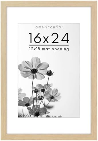 Americanflat 16x24 Poster Frame - Matted to 12x18 - Natural Oak by Americanflat