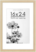 Americanflat 16x24 Poster Frame - Matted to 12x18 - Natural Oak by Americanflat