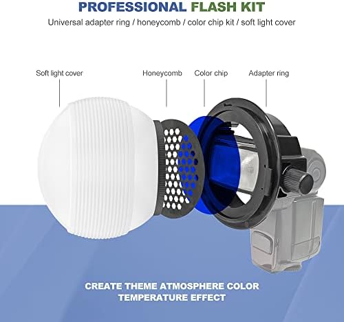 Photography Lighting Flash Diffuser Set, LENSGO Professional Flash Kit Flash Diffuser Modifier Bundle Diffusion Dome for All Square and Round Head Lights for Superior Light Control(D25) - Image 3