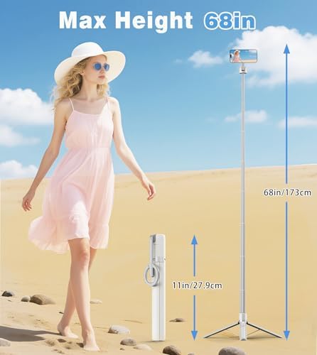 TONEOF 68" Magnetic Aluminum Phone Tripod Selfie Stick for iPhone & Android - Image 4