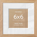 Homeforia 6x6 Natural Oak Picture Frame, High-End Wood, 4x4 Mat, Glass by Homeforia