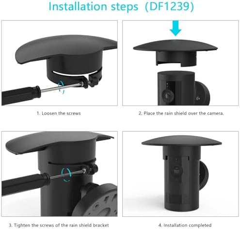 Outdoor Camera Sun Rain Shade Shield Cover Compatible with R-ing Outdoor Cam Plus Camera (Black) - Image 3