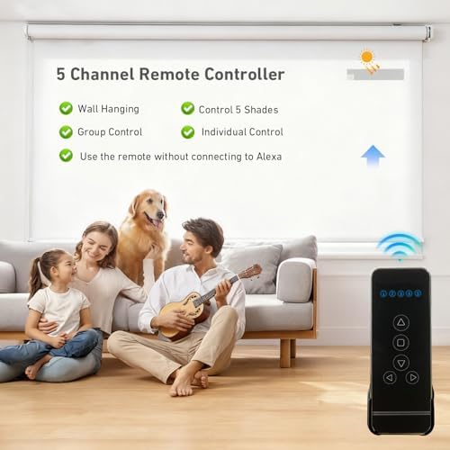 5-Channel Blind Remote Controller, Black - Replacement for Motorized Roller Shades, Window Blinds & Shades -Compatible with Rollerhouses ERB22/ERB25/EY1612/EY2512 Motors - Image 4