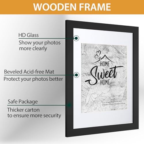 Califortree Black 11x14 Picture Frame - Display Photos 8x10 with Mat or 11x14 Without Mat - HD Glass Inside, Set of 2 - Image 2