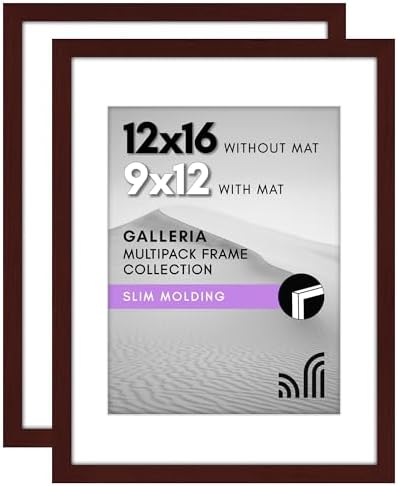 Americanflat 12x16 Picture Frame 2-Pack - Matted to 9x12 - Mahogany by Americanflat