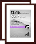 Americanflat 12x16 Picture Frame 2-Pack - Matted to 9x12 - Mahogany by Americanflat