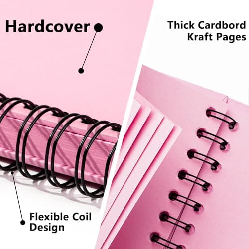Scrapbook Photo Album DIY 8x8 Inch Thick Kraft 40 Pages Pink - Image 6
