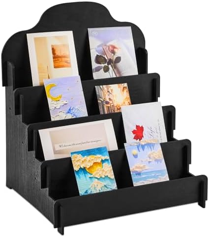 Barydat Greeting Card Display Stand Wooden, 11.8 x 10.4 x 14.2 Inch, Black by home