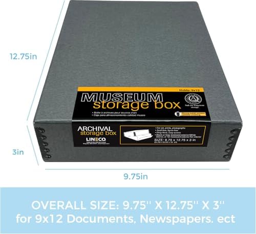 Lineco Drop Front Archival Storage Box, 9.75x12.75x3 in, Gray, 2 Pack - Image 2