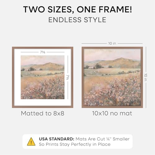 Homeforia 10x10 Mocha Picture Frame, High-End Metal, 8x8 Mat, Glass - Image 2
