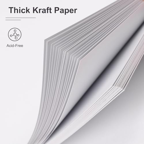 Scrapbook Album 7x7 Inches 40 Pages Hardcover Kraft Paper White - Image 4