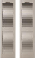 Builders Edge 12 in. W x 80 in. H Builders Edge, Standard Cathedral Top Center Mullion, Open Louver Shutters, Includes Matching Installation Spikes (Per Pair), 008 - Clay by Builders+Edge