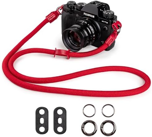 VOVMOEYA Nylon Braided Camera Rope Strap, Camera Neck Shoulder Strap with O-Ring for DSLR & Mirrorless Camera - Red by VOVMOEYA