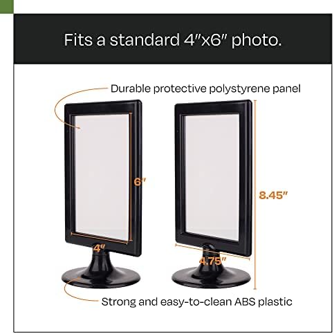 ALBEN Double Sided Standing Picture Frames - (Black, 4 count) 4x6 Inch Pedestal Photo Frame with Inserts and Base - 2 Sided Frame for Vertical Display - Image 3