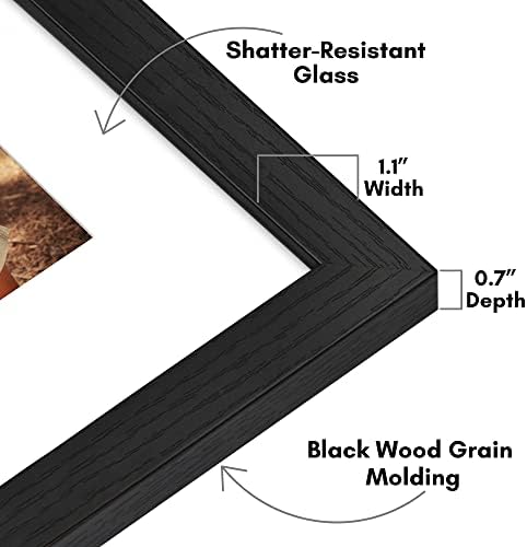 Americanflat 11x14 Picture Frame - Matted to 8x10 - Engineered Wood - Black - Image 3