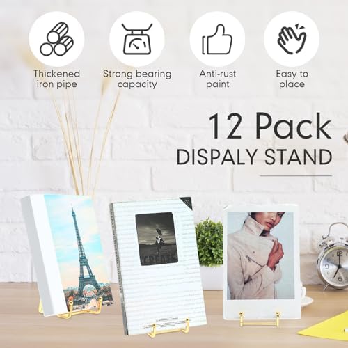 Kenning 12 Pieces Gold Plate Stands Easel Display Holder Metal Book Display Stand Tabletop Picture Frame Holder Photo Square Iron Easel Decorative for Kitchen Office Room Artistic Work(3 Sizes) - Image 4