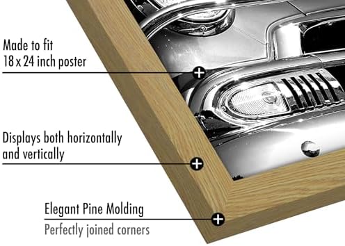 Americanflat 18x24 Poster Frame - Pine Engineered Wood with Polished Plexiglass - Wide Picture Frame for Vertical or Horizontal Wall Display - Epic Collection - Pine - Image 3