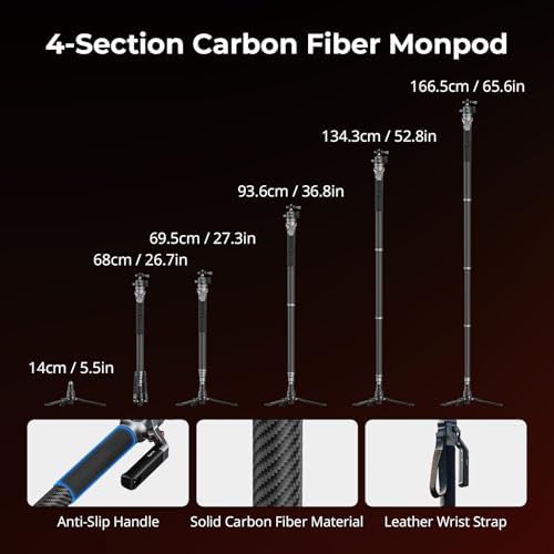 SmallRig 65.6"/ 166.5cm Carbon Fiber Ball Head Monopod for Camera - Image 5