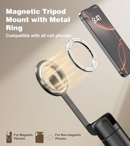TONEOF 68" Magnetic Aluminum Phone Tripod Selfie Stick for iPhone & Android - Image 2