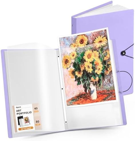 JoyCat 11 x 17 Art Portfolio Binder, 40 Pockets Display 80 Pages, Purple by JOYCAT