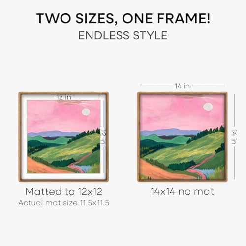 Homeforia 14x14 Mortise&Tenon Natural Oak Picture Frame, 12x12 Mat, Glass - Image 3