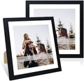 12x12 Picture Frame Set of 2, 12 x 12 Wood Photo Frames with Mat for 10x10 or 30x30cm Diamond Art Painting, Wooden Frame with Real Glass Cover for Wall and Tabletop Display,Black by CCDCC