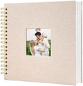 Scrapbook Photo Album with Linen Cover, 10 x 10 Inch Hardcover with Kraft White Pages Memory Book, for Travel Wedding Guest Book Christmas Baby Shower (40 Sheets/ 80 Pages, Beige) by HenPisen