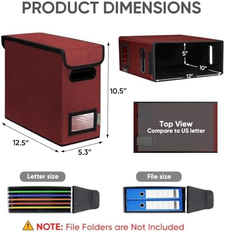 BALEINE File Organizer Box with Lid, Collapsible Hanging File Storage Box - Image 2