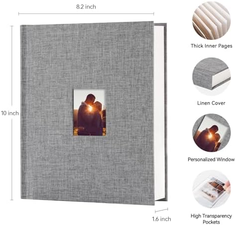 Instax Mini Photo Album with Writing Space, 112 Pockets, Grey - Image 2