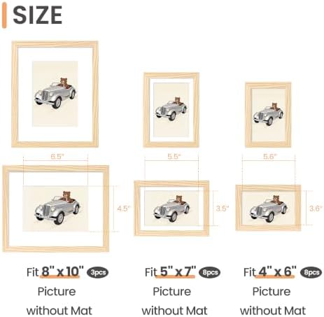 upsimples Picture Frames set of 19, Including 8x10, 5x7, 4x6 Natural Frame - Image 2