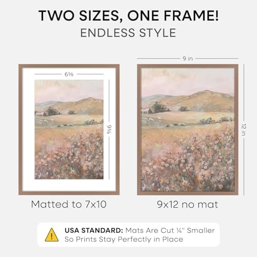 Homeforia 9x12 Mocha Picture Frame, High-End Metal, 7x10 Mat, Glass - Image 2