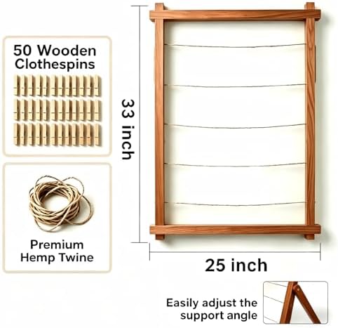 2026 Graduation Decorations Freestanding Wooden Photo Display Board with Clips - Class of 2026 Graduation Centerpiece Table Decorations,Large Picture Frame Collage Holds 30+ Photos (Walnut) - Image 2