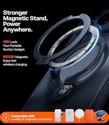 TORRAS Ostand Q3 Air for iPhone 17 Pro Case 6.3'' with Stronger Magnetic Stand, Fit for Magsafe, Airbags Miltary Protection, Camera Control for iPhone 17 Pro Case, Shockproof & Stylish, Midnight Blue - Image 6