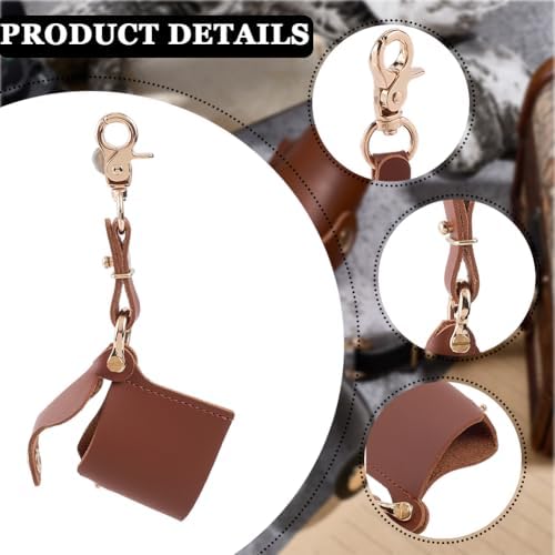 2 Colors Classical 35mm PU Leather Film Case Keychain Pendant Portable Leather Film Roll Storage Protective Sleeve Holder Container Key Chain with Lobster Clasp for Photography(Black Brown) - Image 6