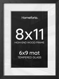 Homeforia 8x11 Black Oak Picture Frame, High-End Wood, 6x9 Mat, Glass by Homeforia