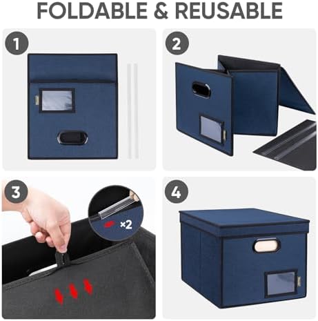 BALEINE File Organizer Box with Lid, Collapsible Hanging File Storage Box - Image 7