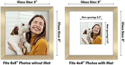 Americanflat 8x8 Picture Frame - Matted to 4x4 - Engineered Wood - Gold - Image 3