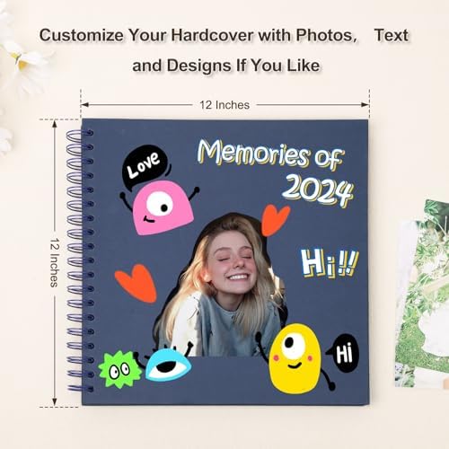 Scrapbook Album 12x12 Inches 100 Pages Hardcover Kraft Paper Blue - Image 3