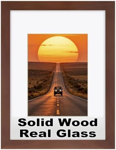 RPJC 9x12 Solid Wood Picture Frame Real Glass Cover Brown by RPJC
