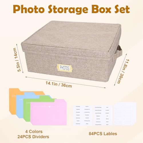 Photo Storage Organizer Box with Dividers(4x6 Photos, Brown) - Image 4
